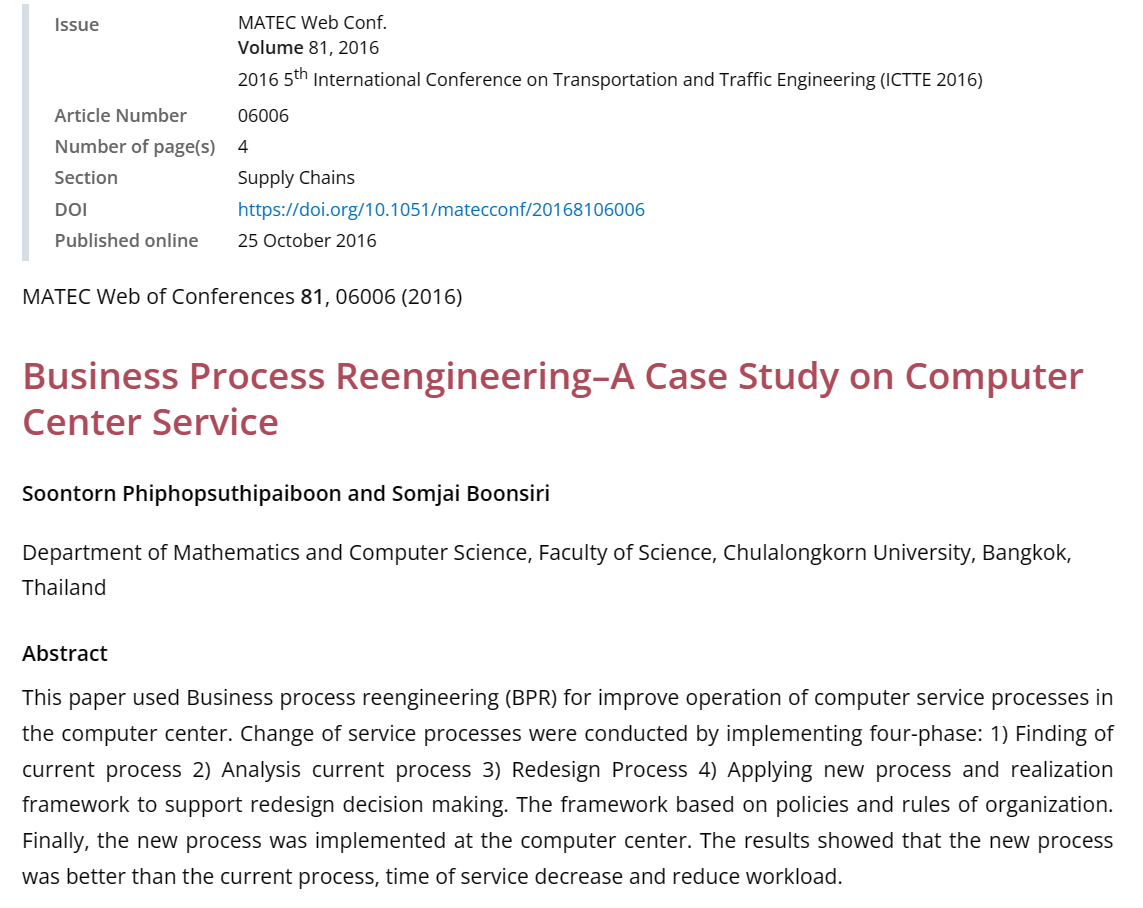 BRP Business Process Reengineering–A Case Study on Computer Center Service