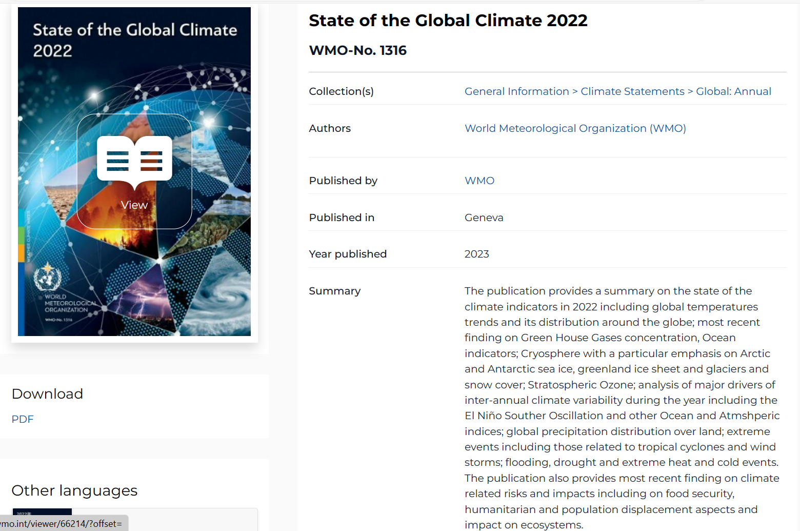 M1 State of the global climate 2022