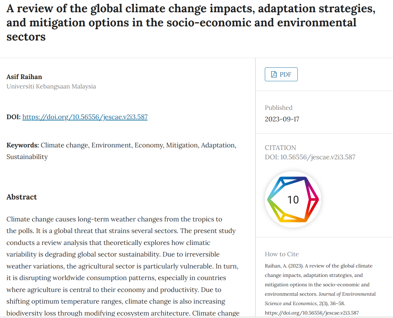 M3 A review of the global climate change impacts, adaptation strategies
