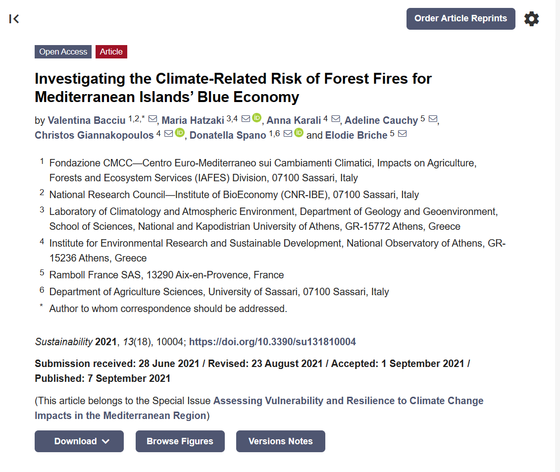 Μ2 Investigating the ClimateRelated Risk of Forest Fires for Mediterranean Islands Blue Economy